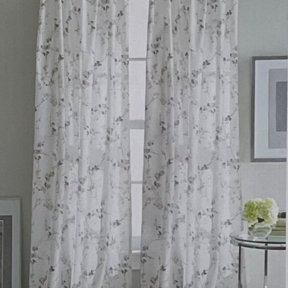 DKNY WALLFLOWER 50 x 96 Floral Rod Pocket Cotton Designer Window Curtains Panels - Picture 3 of 5